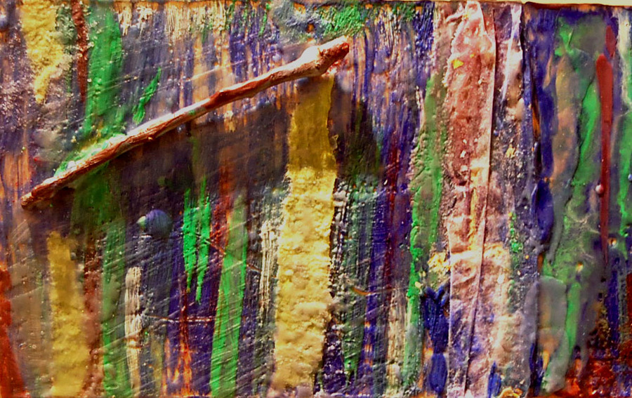"The Twig"
Encaustic with collage
5" x 8"