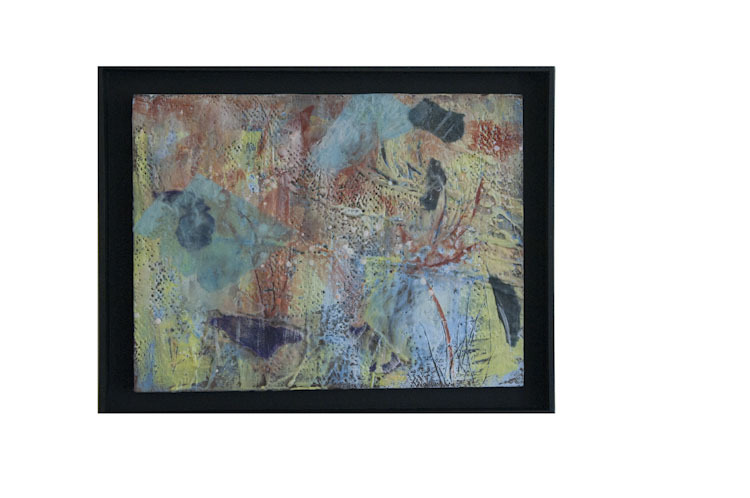Sea World 1 -Encaustic with collage - 18" w x 14"h