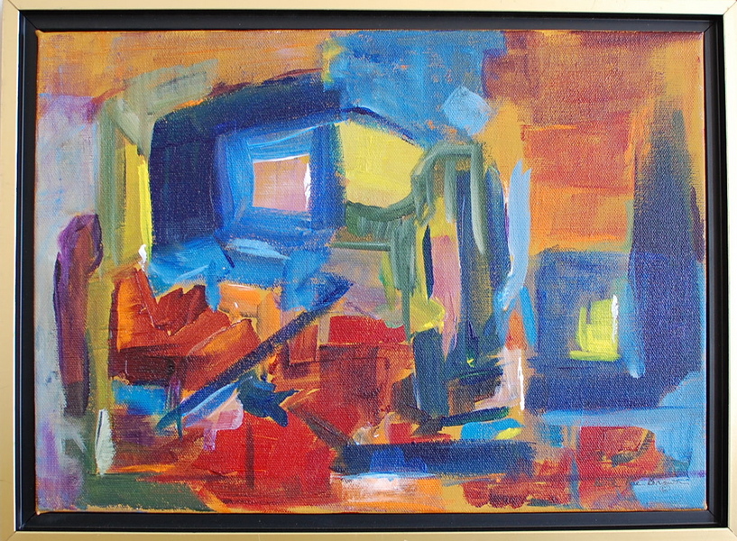 "Interior",
11 1/2" x 15 12",
Acrylic
