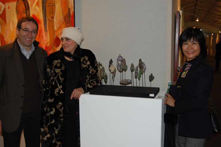 Rosa Puente, sculptor, Rikka, painter with Rosa's husband Olivier Puente